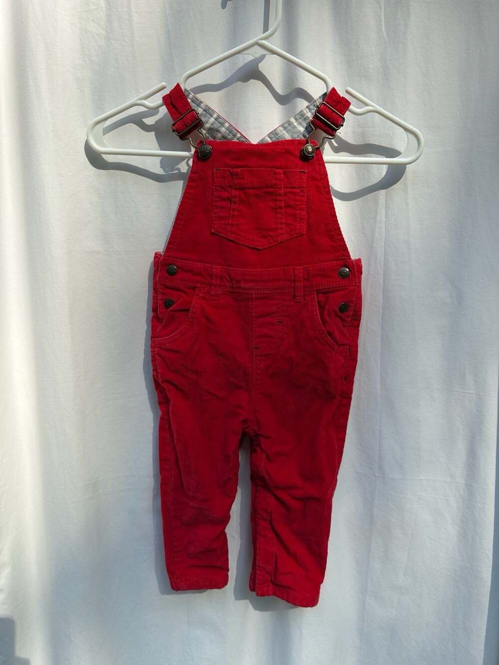 Baby Boden Red Corduroy Lined Overalls